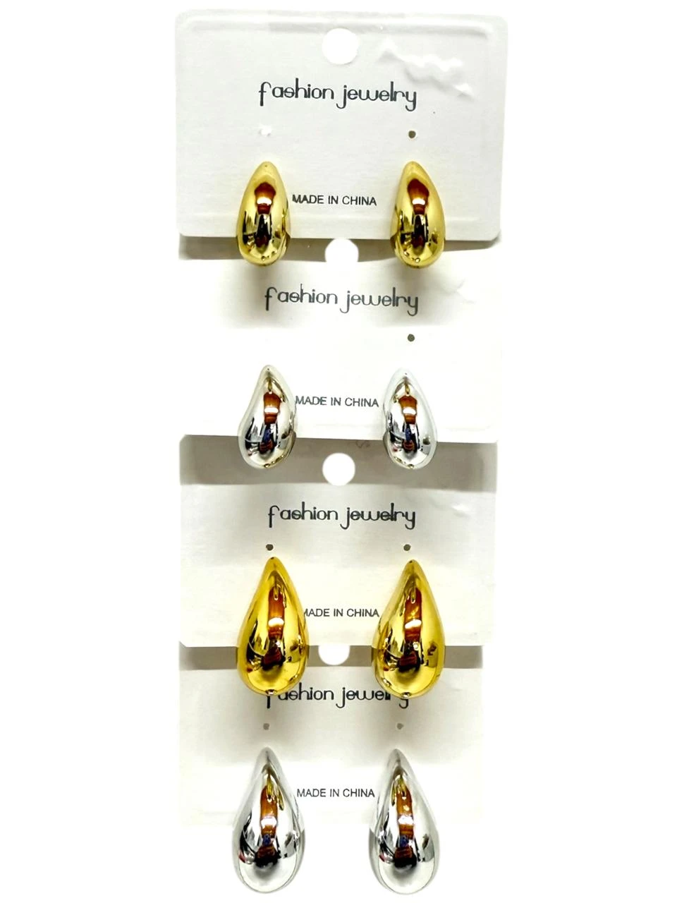 Aros gota dorados y plateados