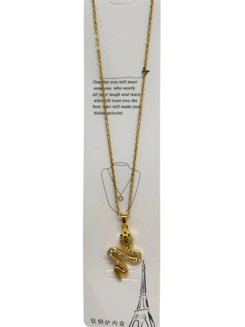 Collar serpiente dorado con strass