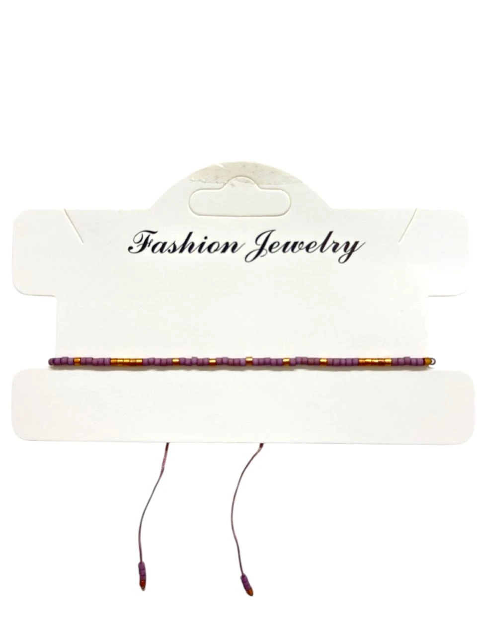 Pulsera hilo canutillos violetas y dorados