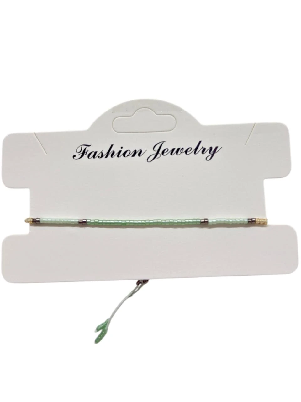 Pulsera hilo canutillos verdes agua y gris