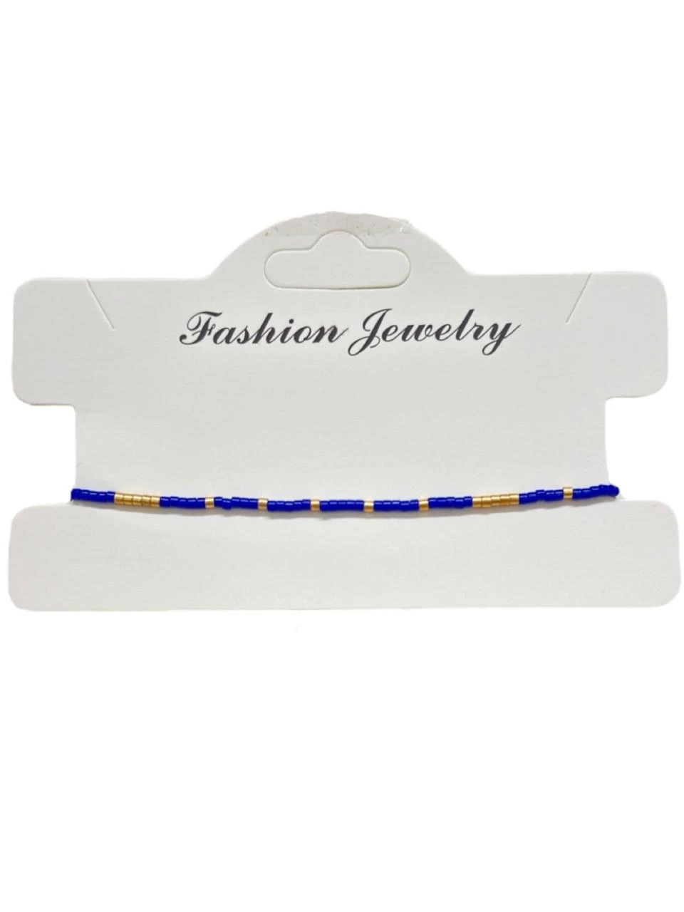 Pulsera hilo canutillos azules y dorados