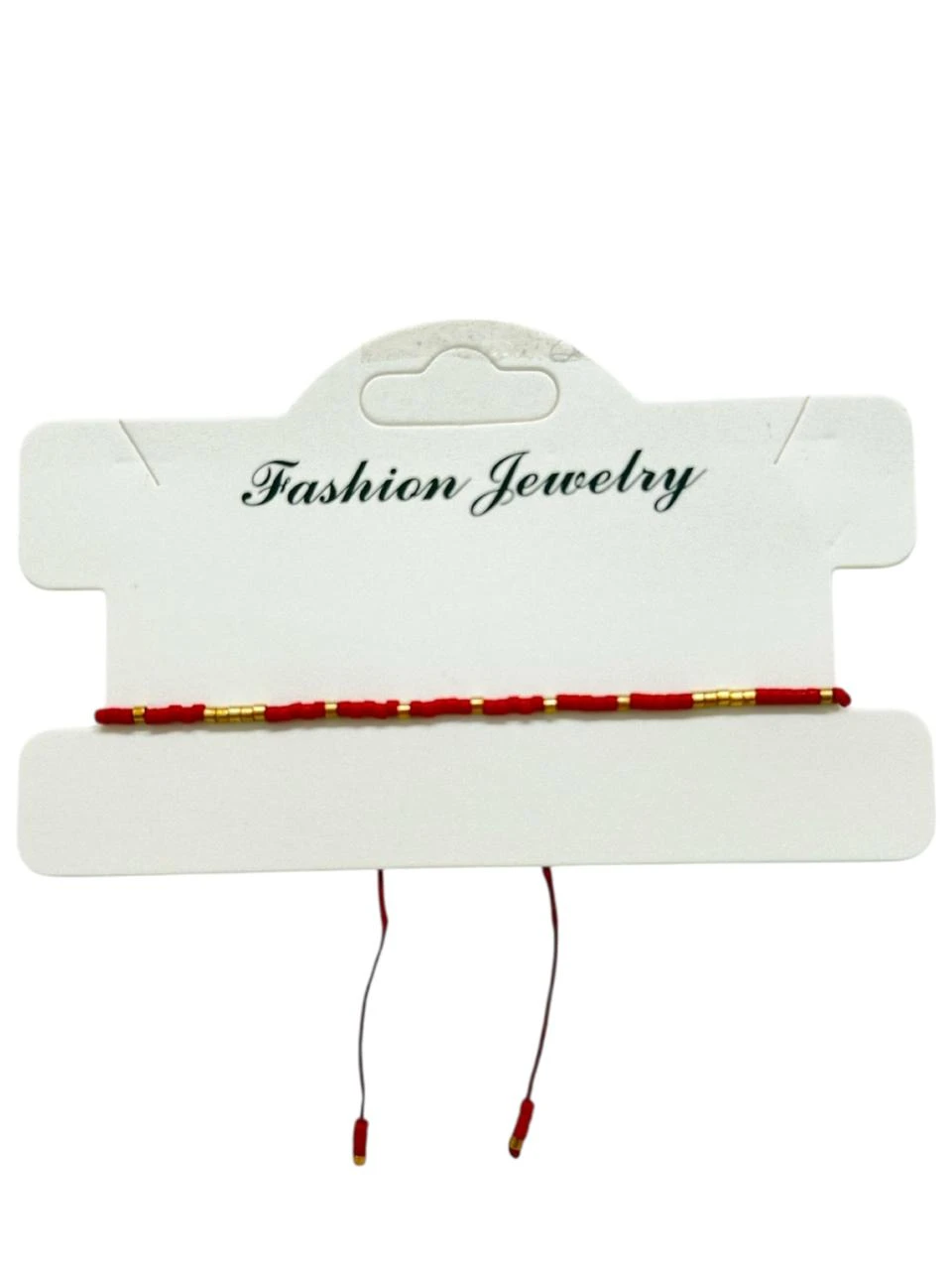 Pulsera hilo canutillos rojos y dorados