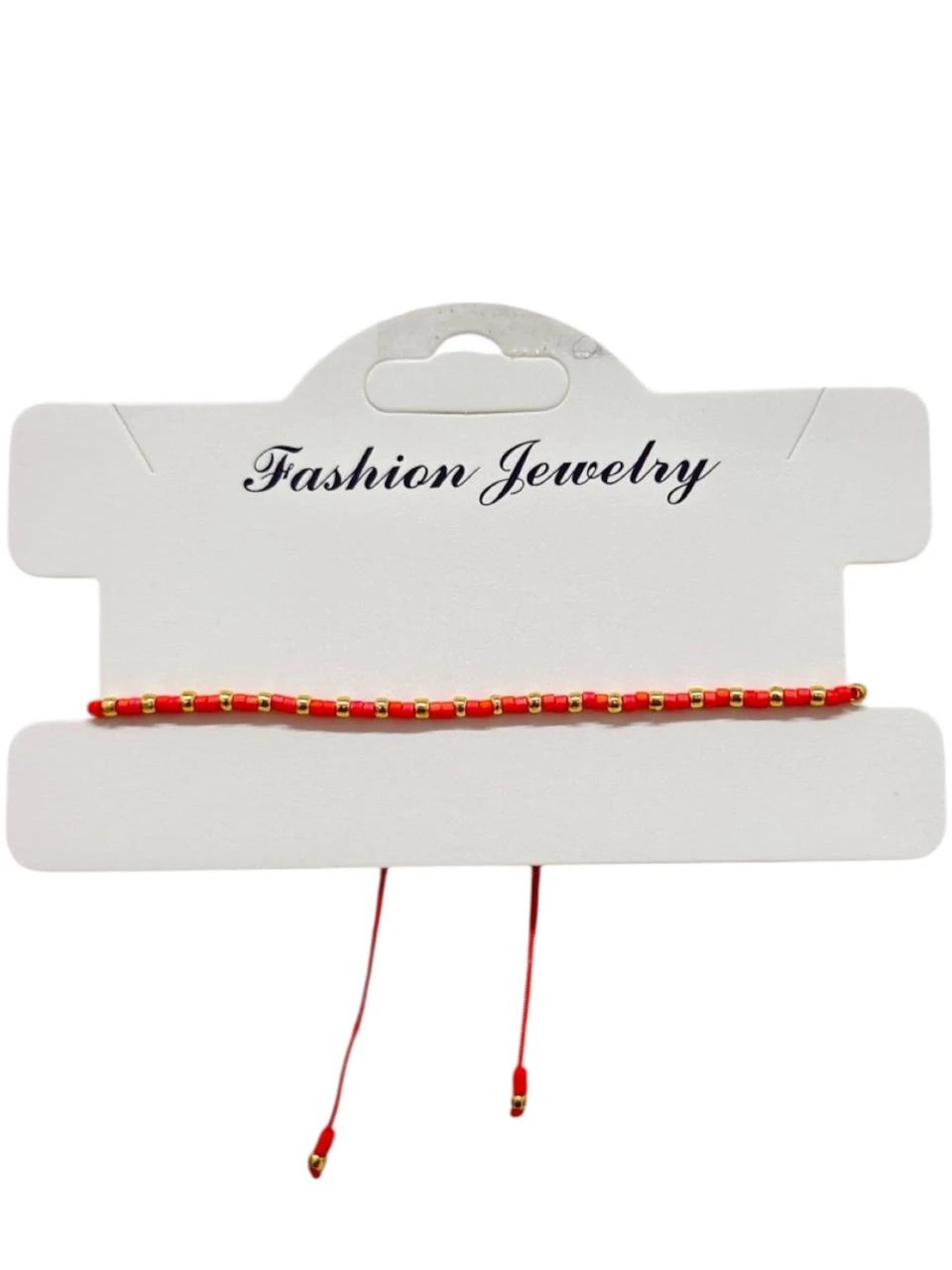 Pulsera hilo canutillos naranjas y dorados