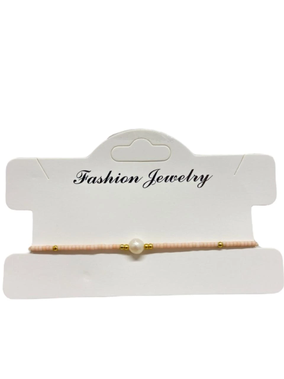 Pulsera hilo perla y canutillos blanca