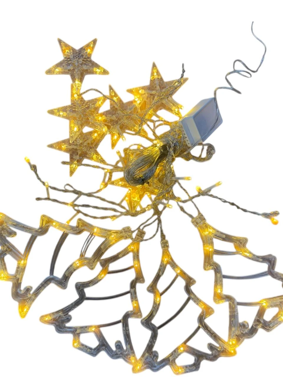 Cortina led arbolito y estrellas calida