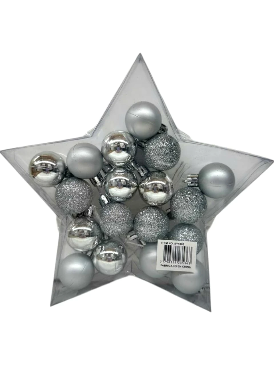 Estrella con bolas plateadas x18