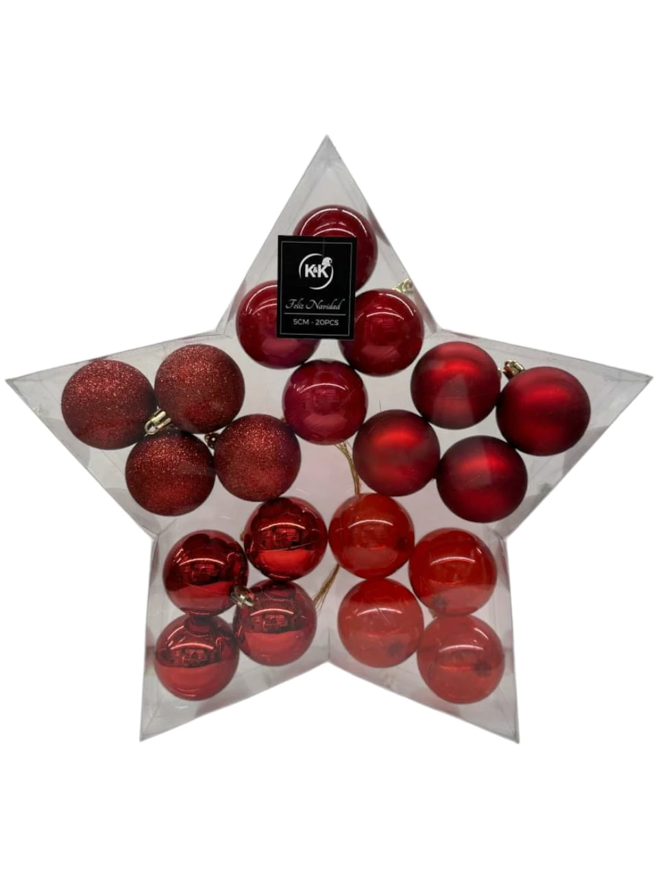 Estrella con bolas rojas x20