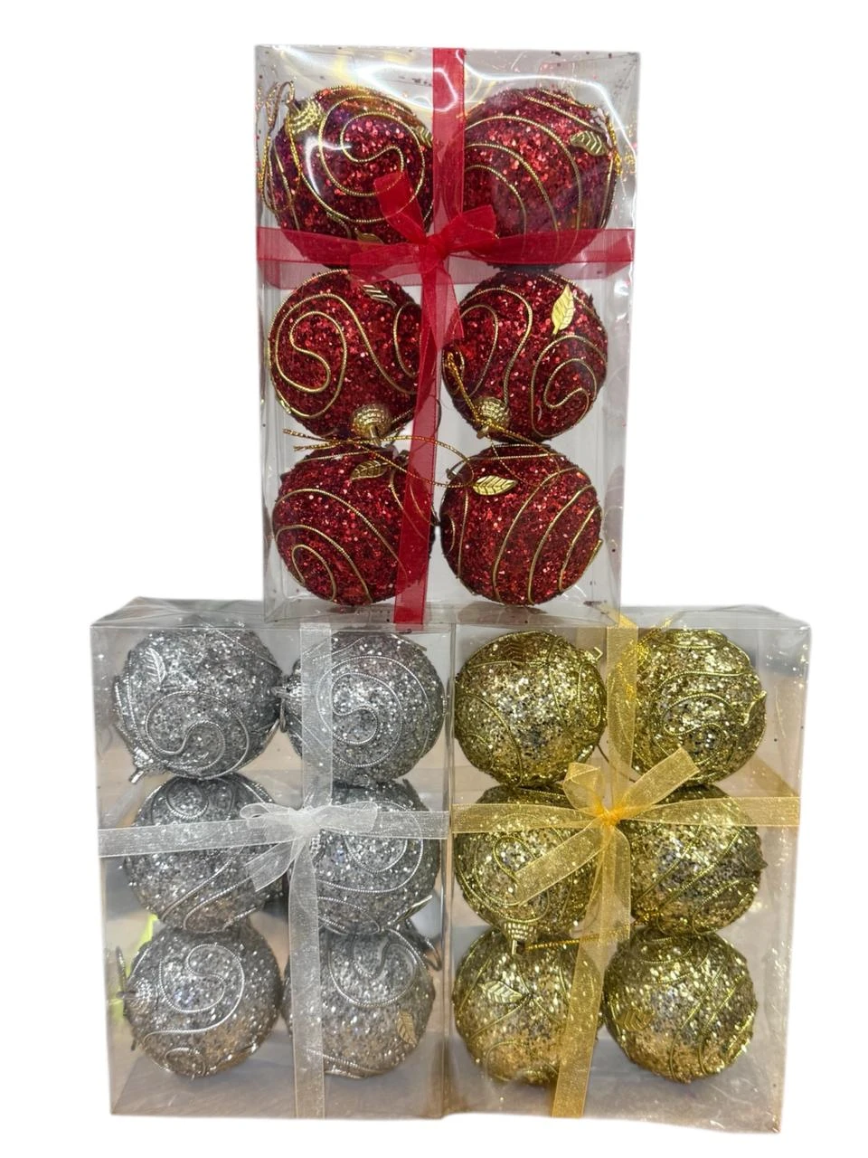 Caja bolas glitter x6