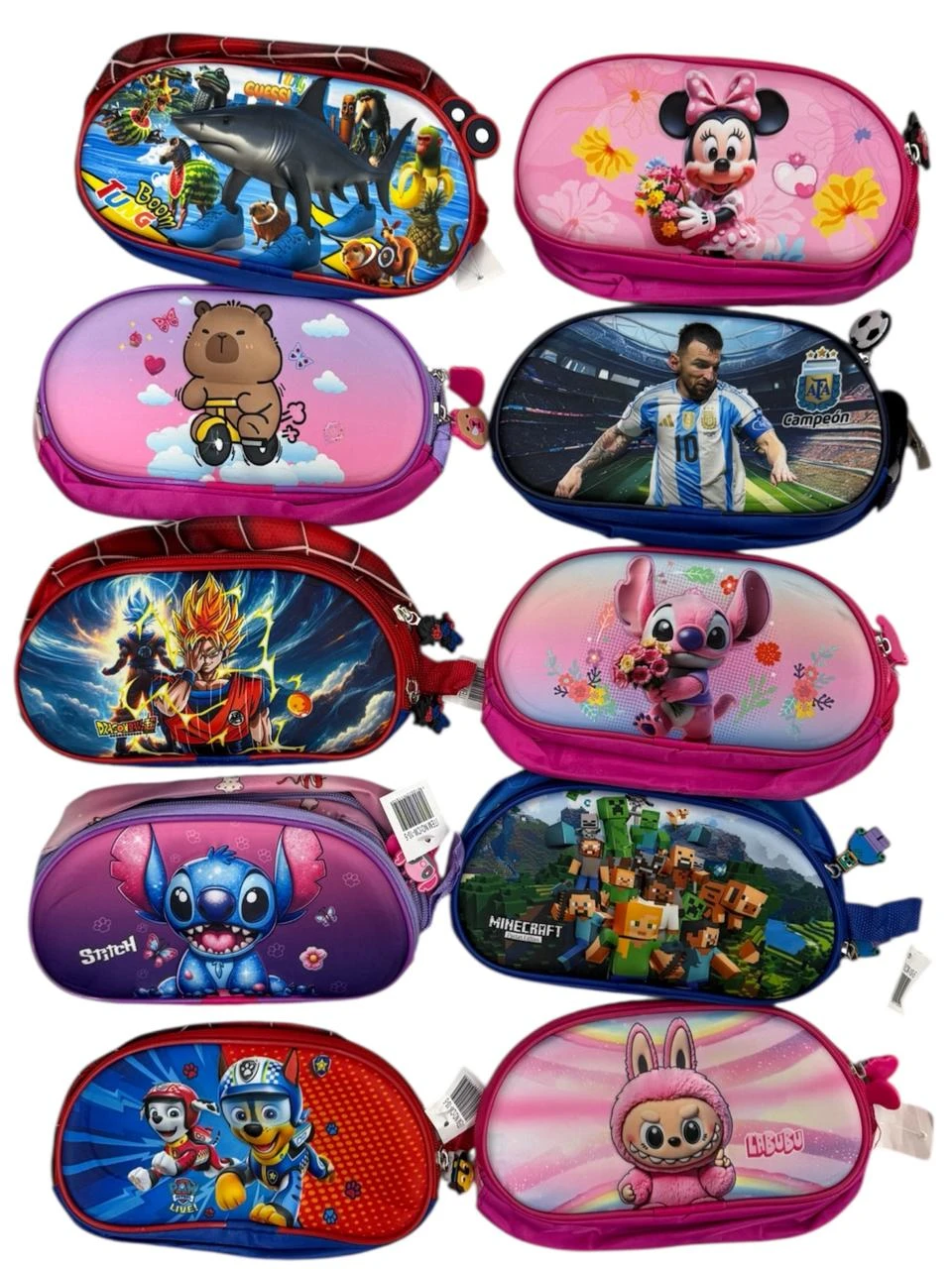 Cartuchera 3D personajes 2 cierres