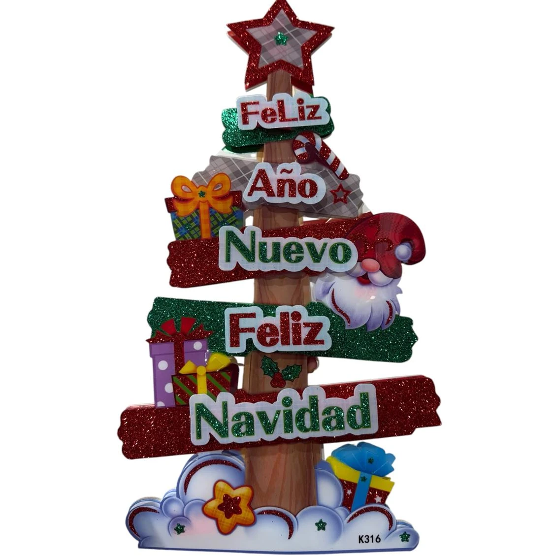 Cartel Árbol Navidad con luz adhesivo